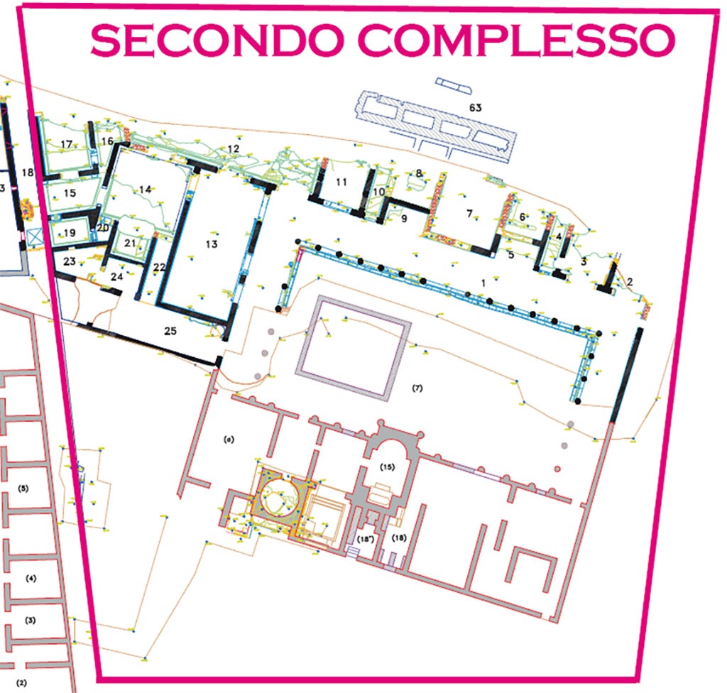 Stabiae, Secondo Complesso, October 2016. Scavi archeologici di Stabiae Plan. See Guida Stabiae, Scavi archeologici di Stabiae, p. 15. 